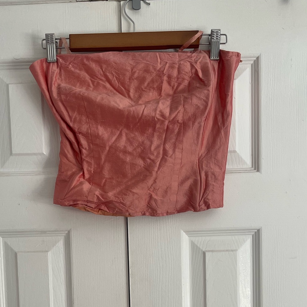 Ann Taylor Coral Pink 100% Silk Corset Bustier Top